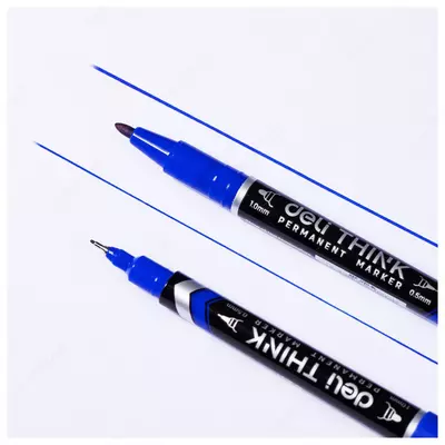 Перманентный маркер Deli "Think" 2-х сторонний (Арт.- 211-BL-U) Синий