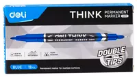 3 400 сум Перманентный маркер Deli "Think" 2-х сторонний (Арт.- 211-BL-U) Синий
