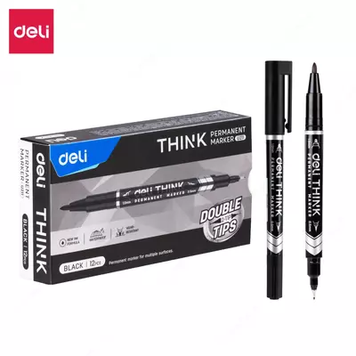 Doimiy marker Deli "Think" 2 tomonlama (Art.- 211-BK-U) Qora