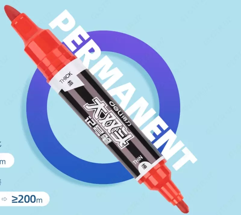 Doimiy marker "Deli" 2 tomonlama (m.- 555-ESrd) Qizil