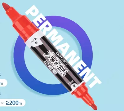 Doimiy marker "Deli" 2 tomonlama (m.- 555-ESrd) Qizil