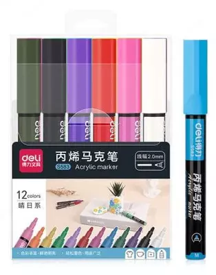 Набор акриловых маркеров Deli "Paint" 12 шт. (Арт.- 583-S)