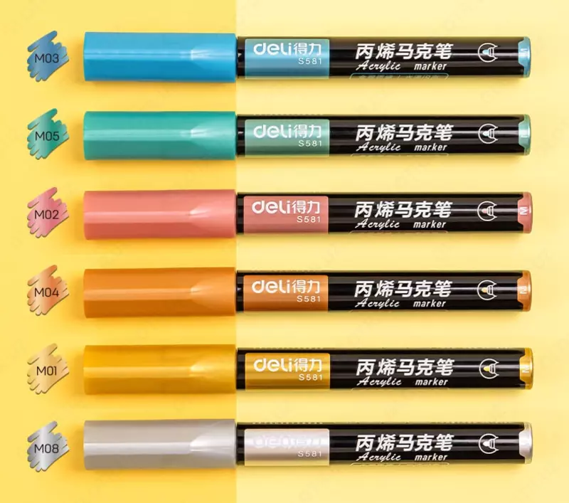 Набор акриловых маркеров Deli "Paint" 6 шт. (Арт.- 581-S)