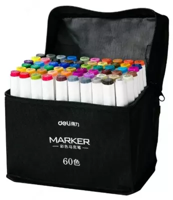 "Deli" eskiz markerlari to'plami 60 dona. (70807-60-modda)