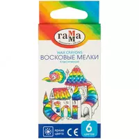 Упаковка восковых цветных мелков Гамма "Классические" 6 шт. (Арт. - 2131018_01_32)