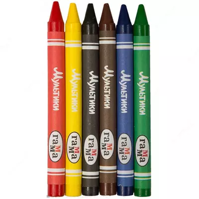 Упаковка восковых цветных мелков Гамма "Мультики" 6 шт. (Арт. - 2131018_01_28)