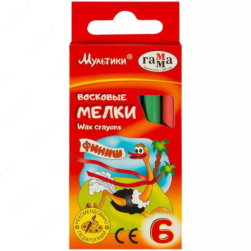 Упаковка восковых цветных мелков Гамма "Мультики" 6 шт. (Арт. - 2131018_01_28)