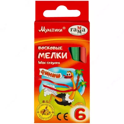 Упаковка восковых цветных мелков Гамма "Мультики" 6 шт. (Арт. - 2131018_01_28)