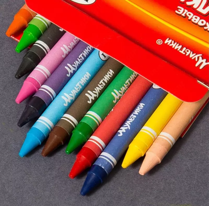 Упаковка восковых цветных мелков Гамма "Мультики" 12 шт. (Арт. - 2131018_01_29)