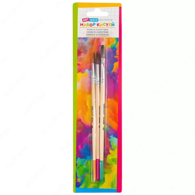 Художественный набор кистей ArtSpace "Пони и Коза" 3 шт. (Арт. - SB3_20380)