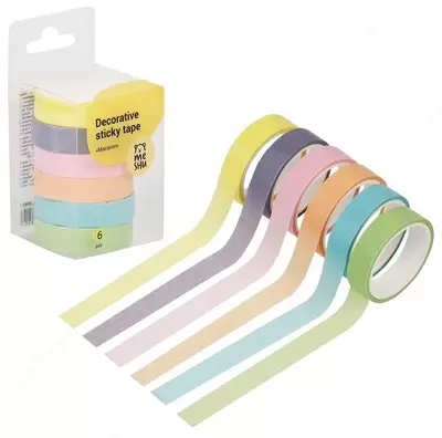 Набор клейких декоративных лент MESHU "Macaron" 6 шт. (Арт.- MS_36891)