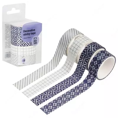 Набор клейких декоративных лент MESHU "Silver shinet" 4 шт. (Арт.- MS_36917)