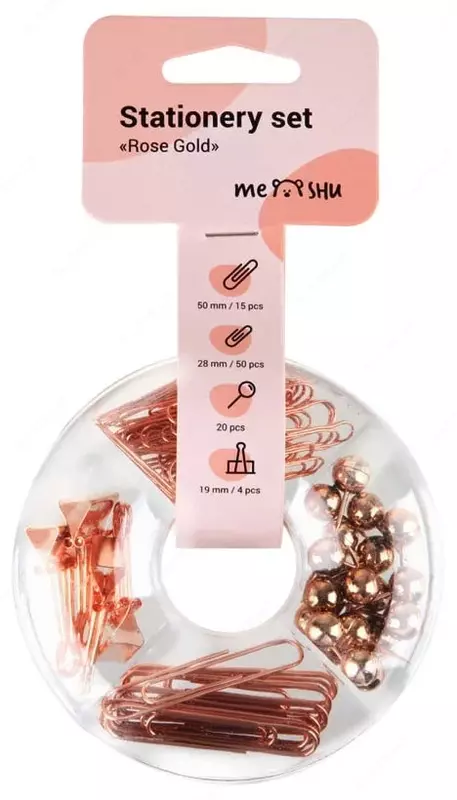 Meshu "Rose Gold" kichik ofis jihozlari to'plami, 89 dona (Art.- MS_36946)