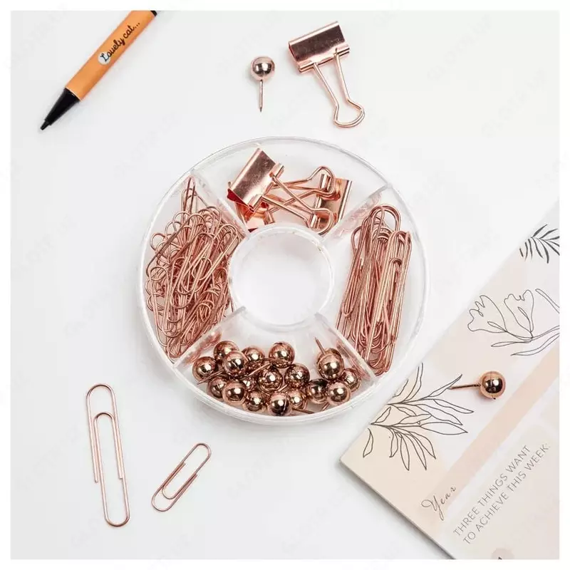 Meshu "Rose Gold" kichik ofis jihozlari to'plami, 89 dona (Art.- MS_36946)