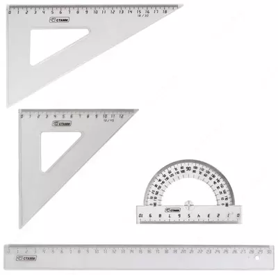 Комплект пластиковых линеек "Стамм" 4 шт. (Арт. - НГ15) Прозрачный