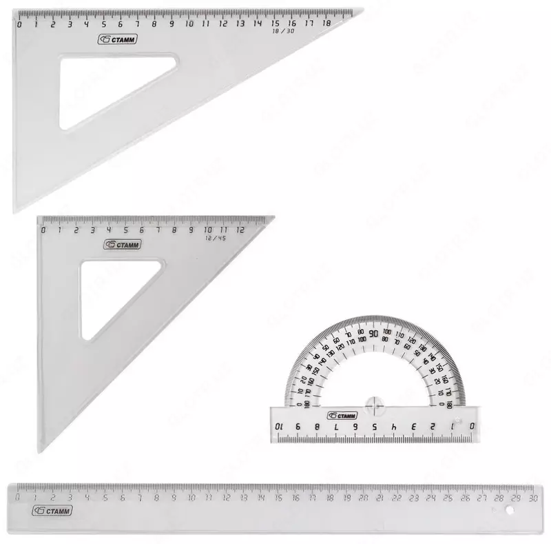 Комплект пластиковых линеек "Стамм" 4 шт. (Арт. - НГ15) Прозрачный
