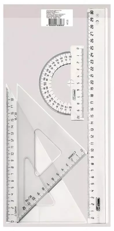 Комплект пластиковых линеек "Стамм" 4 шт. (Арт. - НГ15) Прозрачный