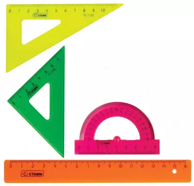 Комплект пластиковых линеек Стамм "Neon" 4 шт. (Арт. - НГ12) Ассортимент