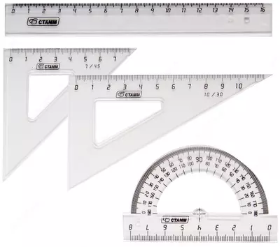 Комплект пластиковых линеек "Стамм" 4 шт. (Арт. - НГ11) Прозрачный