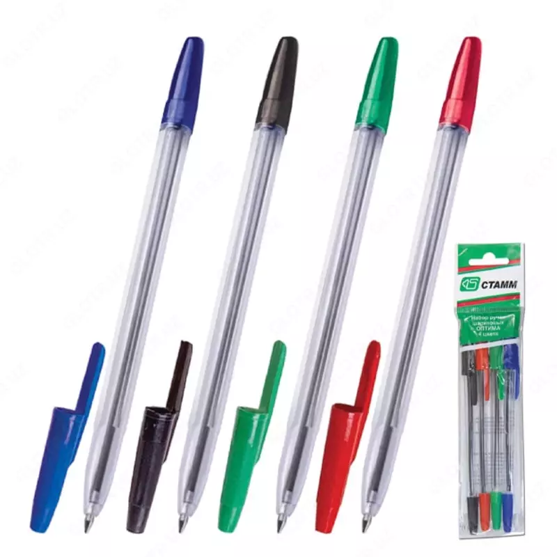 Набор цветных шариковых ручек Стамм "Оптима" 4 шт. (Арт.- РО07)