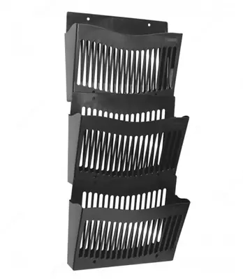 Навесной Лоток для документов "Стамм" 3 отдела (Арт. - ЛТ931) Черный