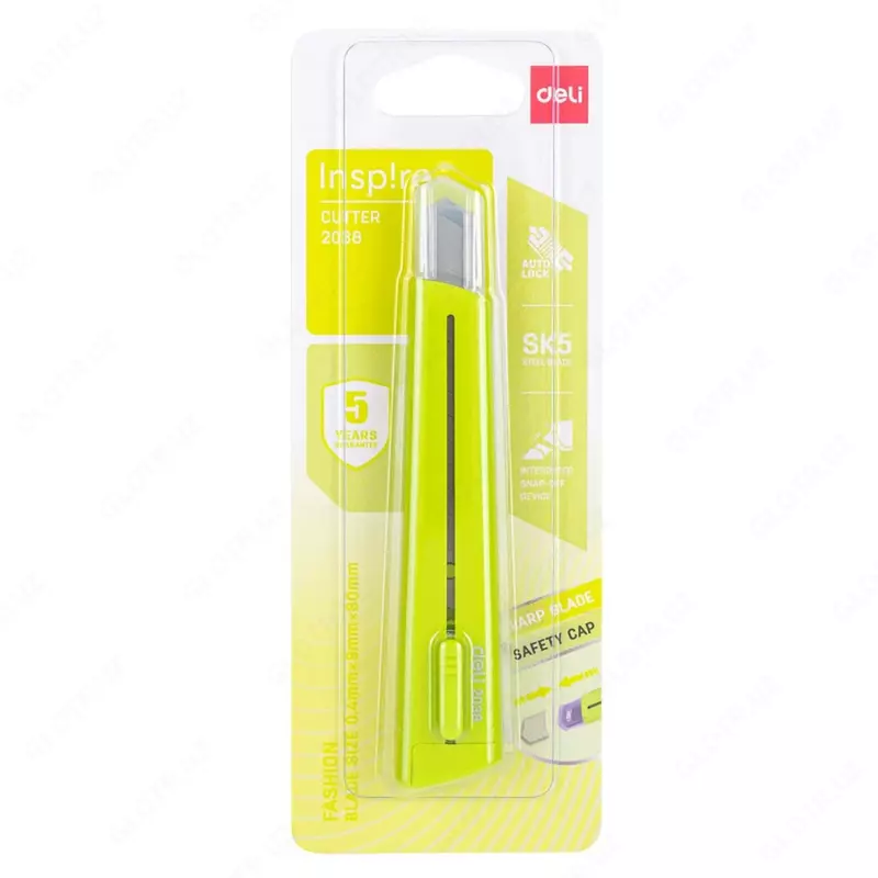 Нож канцелярский "Deli" 0.4 х 9 х 80 мм (Арт. - 2038-gn)