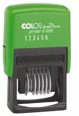 Нумератор + штамп "Colop Printer S 226/P" 6 знаков + 2 строки (Арт. - 105357) Зеленый