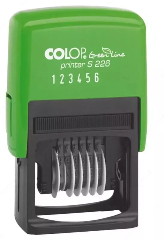 Raqamlash + shtamp "Colop Printer S 226/P" 6 belgi + 2 qator (m. № - 105357) Yashil