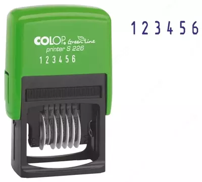 Нумератор + штамп "Colop Printer S 226/P" 6 знаков + 2 строки (Арт. - 105357) Зеленый