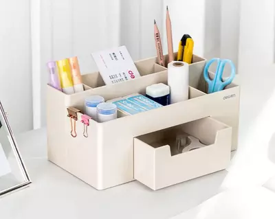 Органайзер для канцелярских принадлежностей "Deli" 7 отделов (Арт. - 8913-pk) Молочный