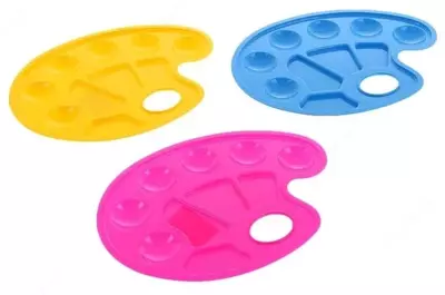 Палитра пластиковая овальная "Стамм" , 6 ячеек (Арт. - ПА10) Ассорти