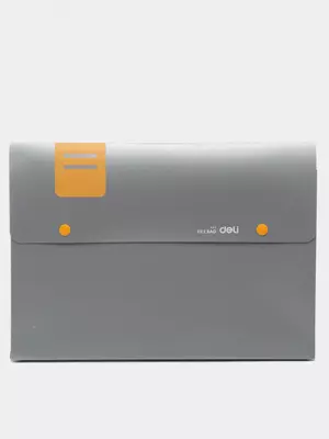 Папка портфель "Deli" 2 кнопки (Арт.- 5576) Серая