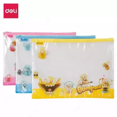 Папка для документов Deli "Bumpees" одно отделение, застежка молния (Арт.- 70202-EZ) Ассортимент