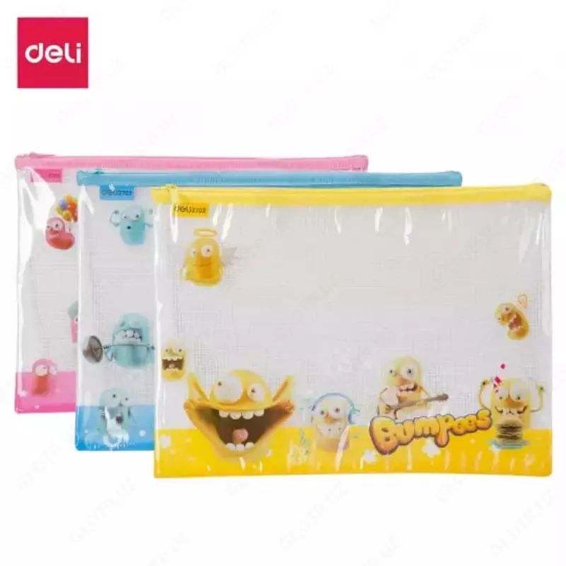 Hujjatlar papkasi Deli "Bumpees" bitta bo'lim, fermuar (Ref.-70202-EZ) Assortiment
