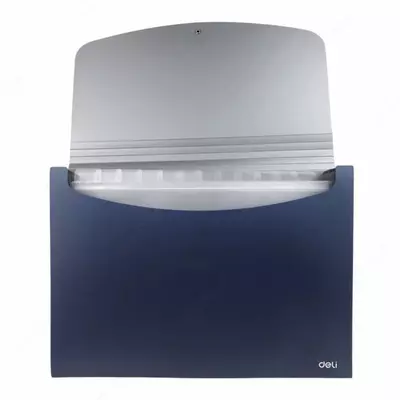 Папка- портфель "Deli" 12 отделений, застежка - резинка (Арт.- 5558) Серая/Синяя