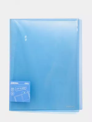 Папка для документов Deli "Aurora" с 20 прозрачными вкладышами (Арт.-02432-EB) Синяя