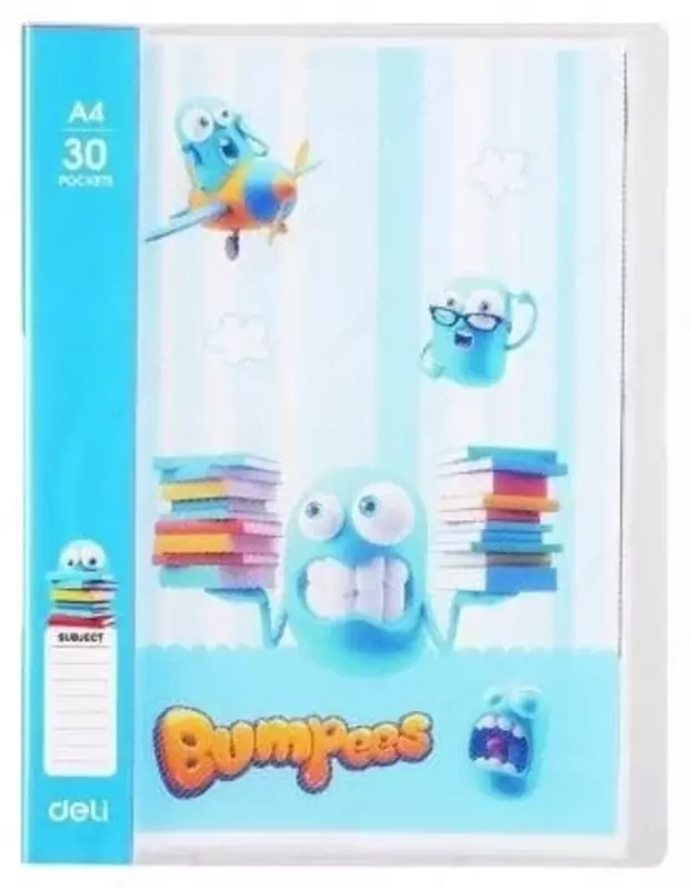Школьная файловая Папка Deli "Bumpees" с 30 прозрачными вкладышами (Арт.- 55102-EZ) Ассортимент