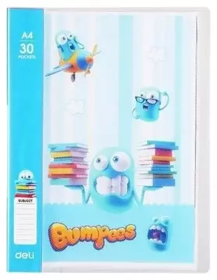 Школьная файловая Папка Deli "Bumpees" с 30 прозрачными вкладышами (Арт.- 55102-EZ) Ассортимент