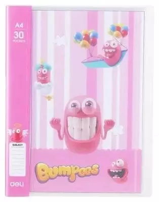 Школьная файловая Папка Deli "Bumpees" с 30 прозрачными вкладышами (Арт.- 55102-EZ) Ассортимент