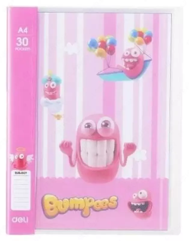 Школьная файловая Папка Deli "Bumpees" с 30 прозрачными вкладышами (Арт.- 55102-EZ) Ассортимент