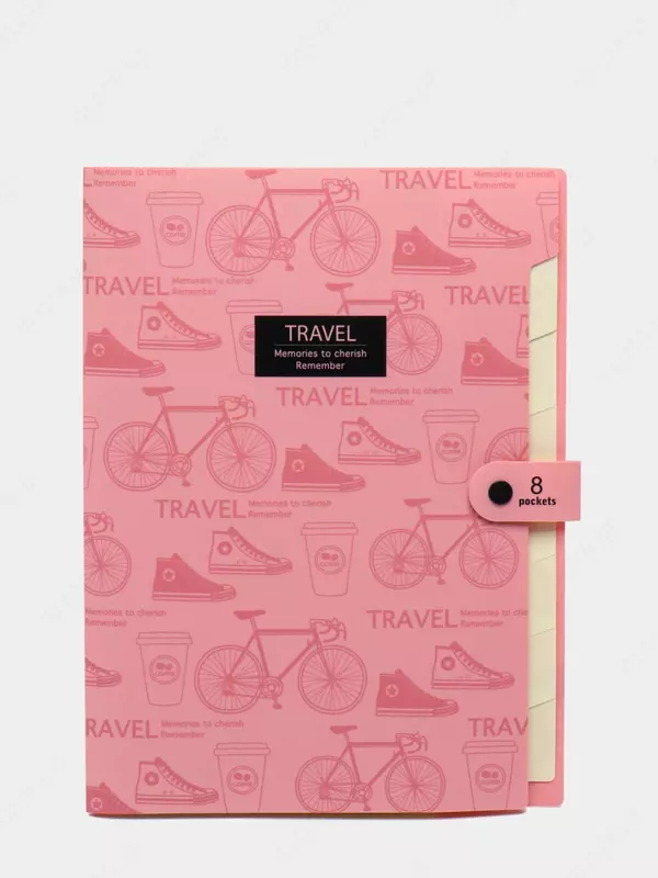 Папка- портфель Deli "Travеl" 7 отделений, застежка кнопка (Арт.- 5737) Розовая