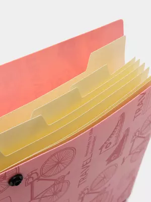 Папка- портфель Deli "Travеl" 7 отделений, застежка кнопка (Арт.- 5737) Розовая