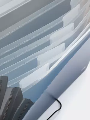 Deli "Eko" portfeli 7 ta bo'limli, elastik yopilgan (38151-modda) Moviy/Kulrang