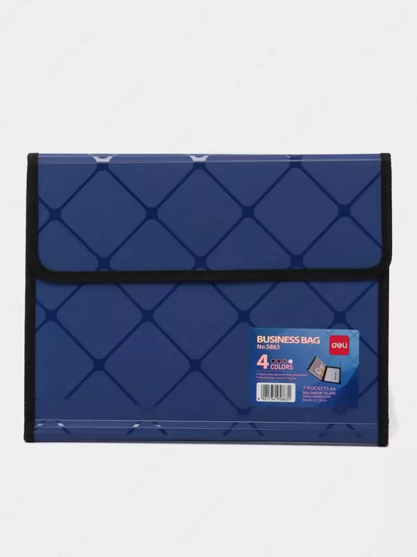 Папка- портфель "Deli" 7 отделений, застежка липучка (Арт.- 5863) Синяя