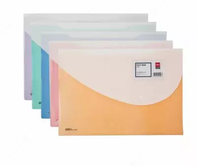 Папка-конверт на кнопке Deli "Clear Bag" А4, 2 отделения (Арт.- 5506) Ассортимент