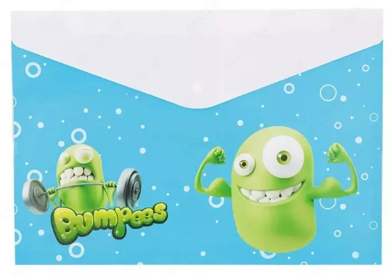 Детская Папка-конверт на кнопке Deli "Bumpees" А4, 1 отделение (Арт.- 65102-EZ) Ассортимент