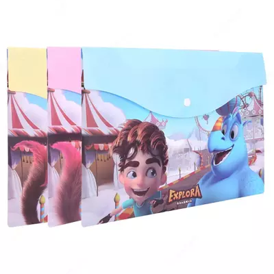 Deli "Explora" tugmachasidagi bolalar papkasi-konvert, A4, 1 bo'lim (Art.- 65202-EZ) Assortiment