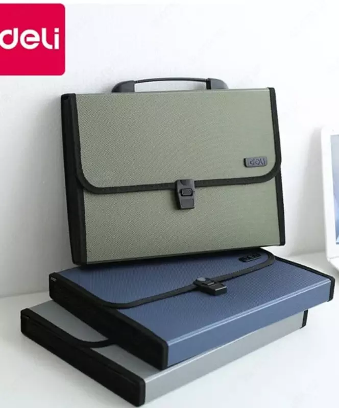 Папка- портфель "Deli" 12 отделений, застежка замок (Арт.- 5556) Ассортимент