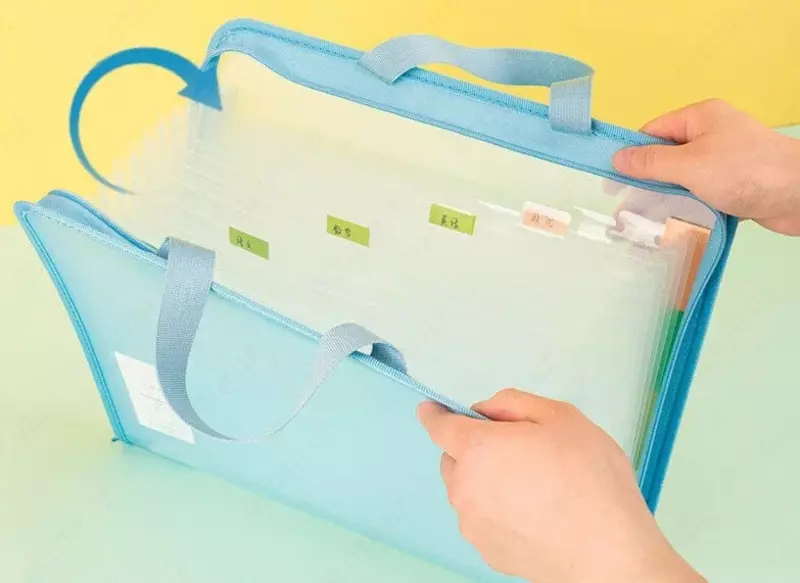 Папка-портфель с ручками "Deli" 295 х 360 мм (Арт.- 72562) Голубая