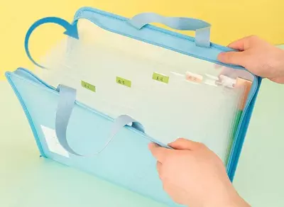 Папка-портфель с ручками "Deli" 295 х 360 мм (Арт.- 72562) Голубая